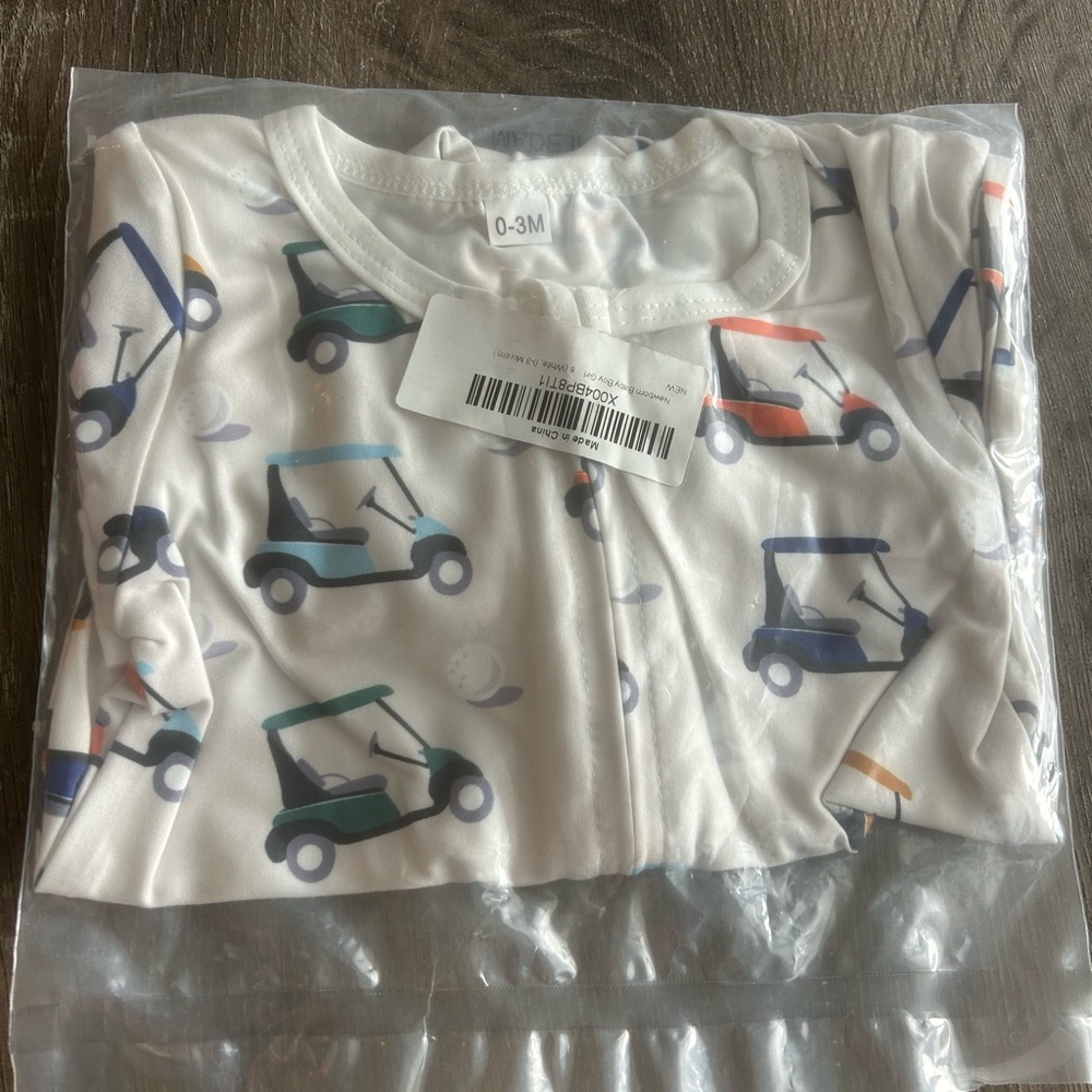 Brand new baby One Piece with Golf Cart Print - Multicolor 0-3 months